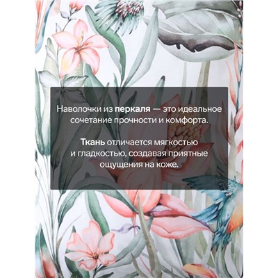 Комплект наволочек «Этель» Exotic island, 70×70+3 см, 2 шт., перкаль, хлопок 100%