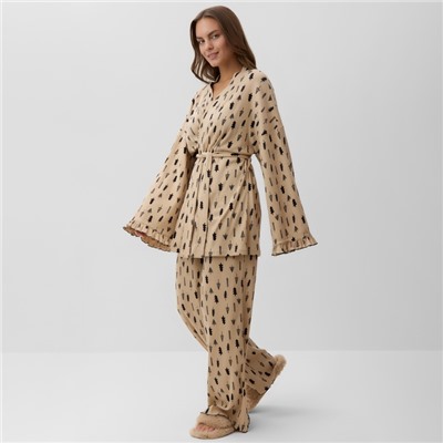 Пижама новогодняя женская (рубашка, брюки) KAFTAN «Елки», размер 52-54