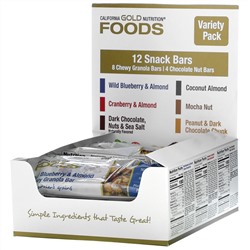 California Gold Nutrition, Foods, ассорти батончиков-снеков, 12 шт., 40 г каждый (1,4 унции)