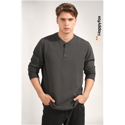 Мужской лонгслив на пуговицах Happyfox