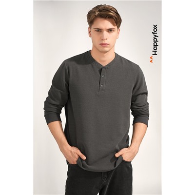Мужской лонгслив на пуговицах Happyfox