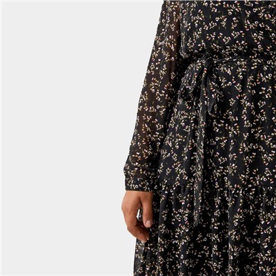 Платье мини женское MIST plus-size, размер 52, чёрное