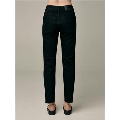 Высокая посадка CONTE CON-601 Черные джинсы straight c необработанным краем