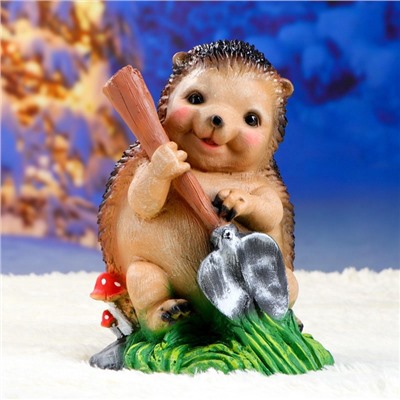 Садовая фигура из полистоуна «Ёж с лопатой», 31×22×22 см