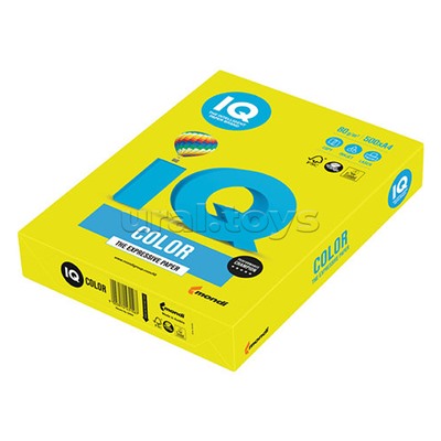 Бумага IQ (АйКью) color А4, 80 г/м, 500 л., неон желтая NEOGB