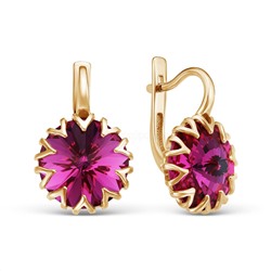 Кольцо из золочёного серебра с кристаллом Swarovski Фуксия 925 пробы 0004кз-502