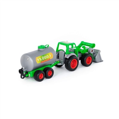 320885 Wader "Фермер-техник", трактор-погрузчик с цистерной (в коробке)