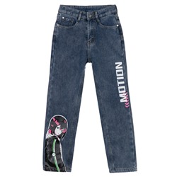 Брюки текстильные джинсовые утепленные флисом для девочек