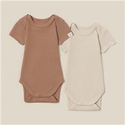 Набор боди 2 шт. SL HOME, рост 80-86 см, бежевый, кофейный