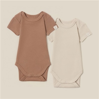 Набор боди 2 шт. SL HOME, рост 80-86 см, бежевый, кофейный