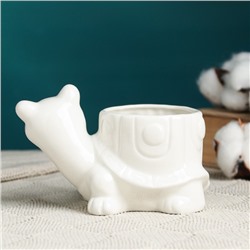 Декоративный горшок для цветов «Черепашка», керамический, 170 мл, 14×8.5×9 см, белый, Greengo