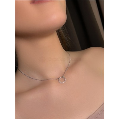 Колье из серебра с фианитами родированное 925 пробы пк-014р200