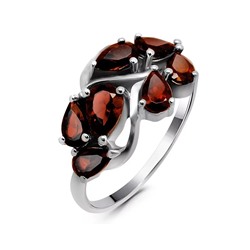 Кольцо из серебра гранат, Брюнетка