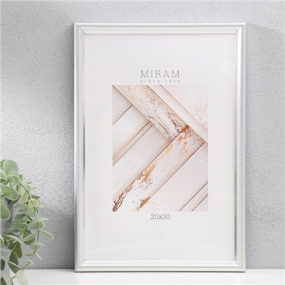 Фоторамка для фото 20×30 см «МИРАМ», пластик, серебро, (пластиковый экран)