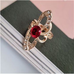 Кольцо уценка коллекция "Дубай", покрытие: позолота, вставка: фианиты и крупный красный камень, 3,5, р-р 18, арт. 217.052-18