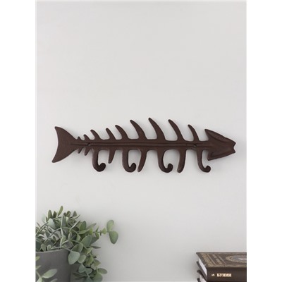 Настенные крючки декоративные «Рыбий скелет», чугун, 11×32.5×2.5 см
