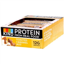 KIND Bars, Протеиновые батончики, Жареная карамель и орех, 12 баточников, 1,76 унц. (50 г) каждый