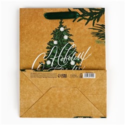 Пакет подарочный новогодний крафтовый «Winter», MS 18×23×10 см