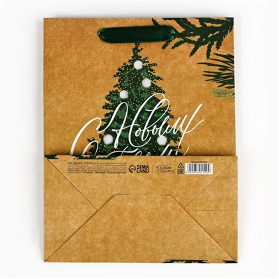 Пакет подарочный новогодний крафтовый «Winter», MS 18×23×10 см