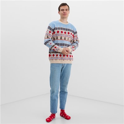 Джемпер вязаный новогодний KAFTAN Scandinavia размер 46, цвет голубой
