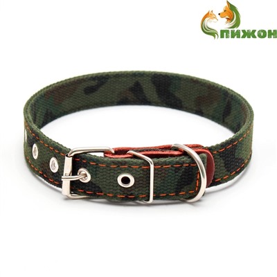 Ошейник брезентовый двухслойный «Камуфляж», 54×2.5 см, ОШ 35-45 см