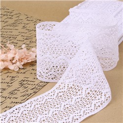 Кружево вязаное, 115 мм × 10 ± 1 м, цвет белый