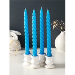 Набор свечей витых, 2.3×24.5 см, 5 ч, 50 г, 4 шт., синий