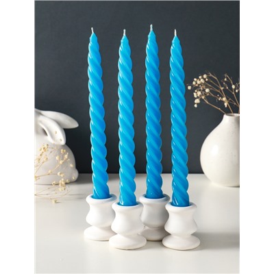Набор свечей витых, 2.3×24.5 см, 5 ч, 50 г, 4 шт., синий