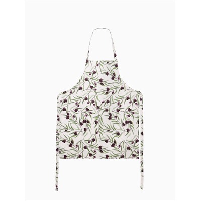 Фартук кухонный «Доляна» Olives, 60×70 см, 100% хлопок, рогожка 164 г/м², белый