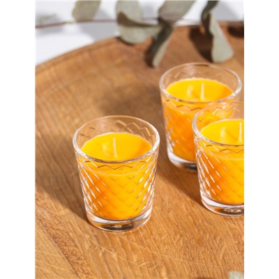 Ароматическая свеча в стакане, набор 3 шт., по 50 мл, 10 ч, 32 г, цитрус-грейпфрут