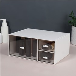 Органайзер для хранения BASIC, многоуровневый, 3 секции, 22.9×17.5×10 см, белый, прозрачный