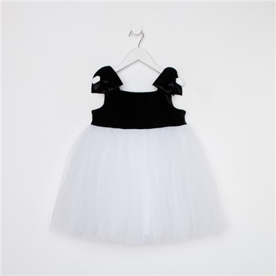 Платье нарядное для девочки KAFTAN, размер 98-104 см, белое, чёрное