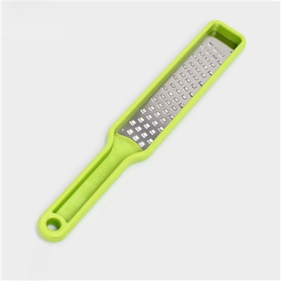 Тёрка для сыра с ручкой Доляна Brighty, 31.5×4.5×1.2 см, 301 сталь, крупная сетка, салатовая