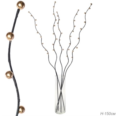 Сухоцвет набор 5 штук 150 см шарики 2 см ЗОЛОТО / D88-10 /уп 120/