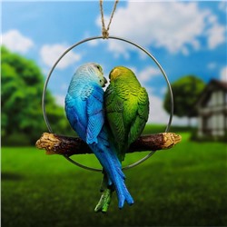 Садовая фигура из полистоуна «Пара попугаев», подвесная, 18.5×6.5×22 см