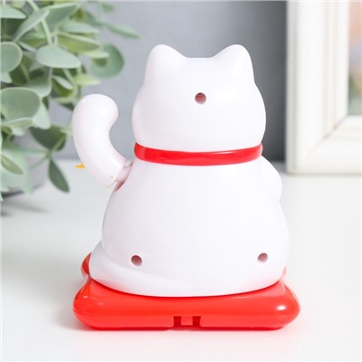 Маятник настольный антистресс «Кот Манэки-нэко спящий», пластик, от солнечной батареи, белый, 9.5×10×9.5 см
