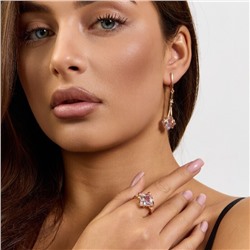 Комплект ювелирной бижутерии коллекция "Дубай" серьги и кольцо 20 р, покрытие позолота, вставка: стекло, цвет: прозрачный, арт.414.176-20