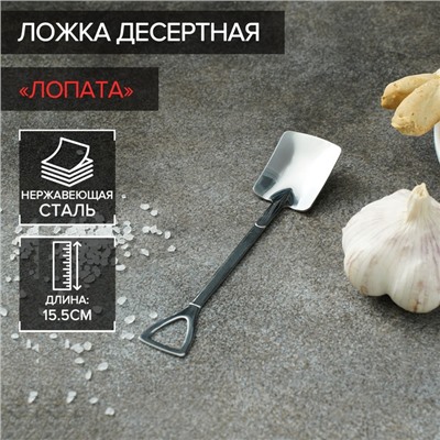 Ложка десертная Magistro «Лопата», длина 15.5 см, прямоугольная, нержавеющая сталь, серебристая