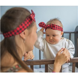 Повязка на голову для мамы и дочки M&B «Family look: красная клетка» 2 шт., красный