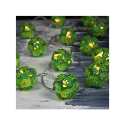 Гирлянда «Нить» 4.5 м с насадками «Цветочные шары», IP20, прозрачная нить, 15 LED, свечение зелёное, 220 В