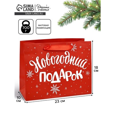 Пакет подарочный ламинированный «Новогодний подарок», MS 23×18×10 см