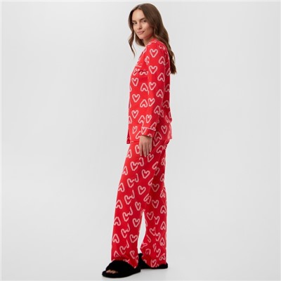 Пижама новогодняя женская (рубашка, брюки) KAFTAN Love, размер 40-42