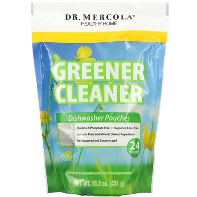 Dr. Mercola, Greener Cleaner, пакетики для посудомоечной машины, 24 пакетика, 431 г (15,2 унции)