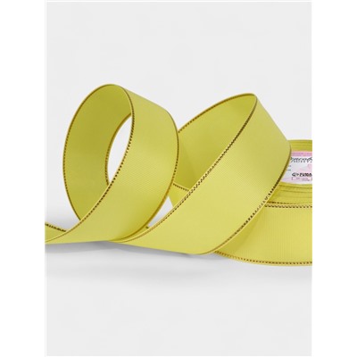 Лента репсовая, с золотым люрексом, 40 мм, 23±1 м, жёлтая