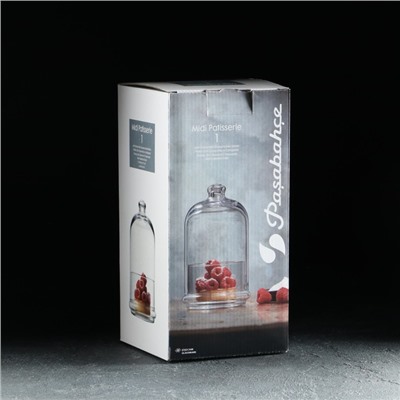 Блюдо сервировочное Paşabahçe Patisserie midi, d=11.5 см, стекло, с купольной крышкой, прозрачное