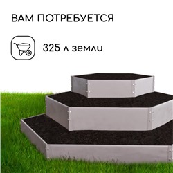 Клумба оцинкованная, 3 яруса, d=60–100–140 см, высота бортика 45 см, Greengo