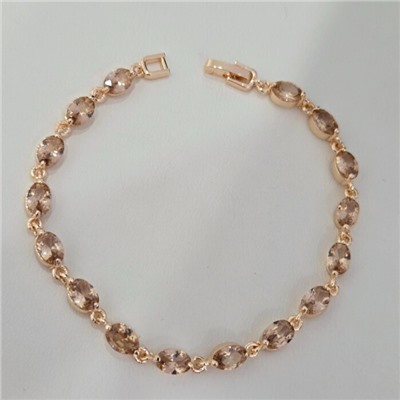 Браслет на руку ювелирная бижутерия коллекция "Дубай", вставка: фианиты, цвет: шампань, арт.414.086