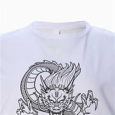 Футболка женская «Дракон», принт белый, чёрный, размер 46