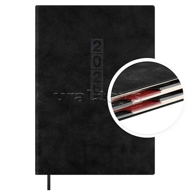 Ежедневник датированный 2026 Escalada, #Думай как миллиардер, А5, 176 л., Тиволи глосс черный