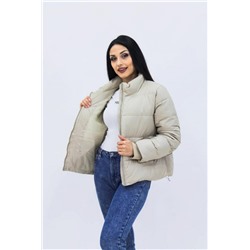 Демисезонная куртка весна-осень_шарф в подарок 8005 (Бежевый)